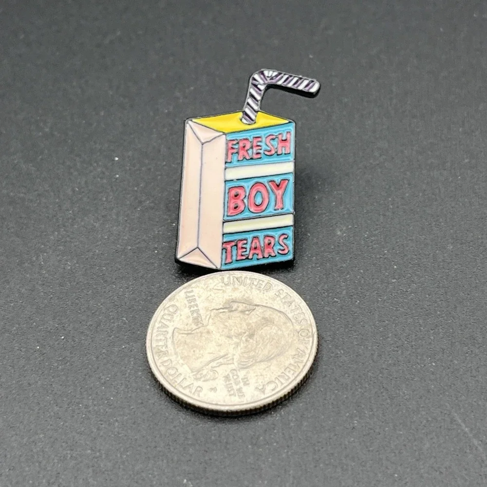 Fresh‎ Boy Tears Juice Box Novelty Funny Lapel Hat Pin